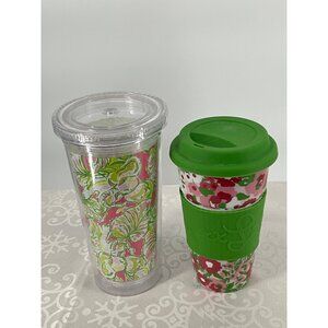 Lilly Pulitzer Floral‎ Tumblers Set With Lids & Sleeves